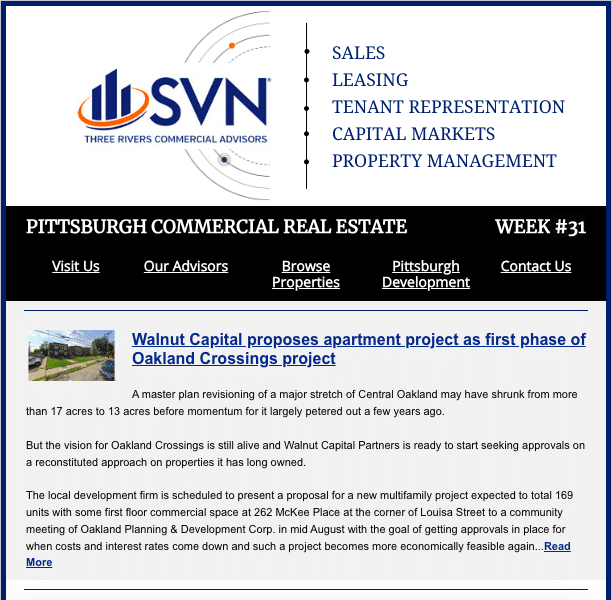 SVN Three Rivers Pittsburgh News August 2